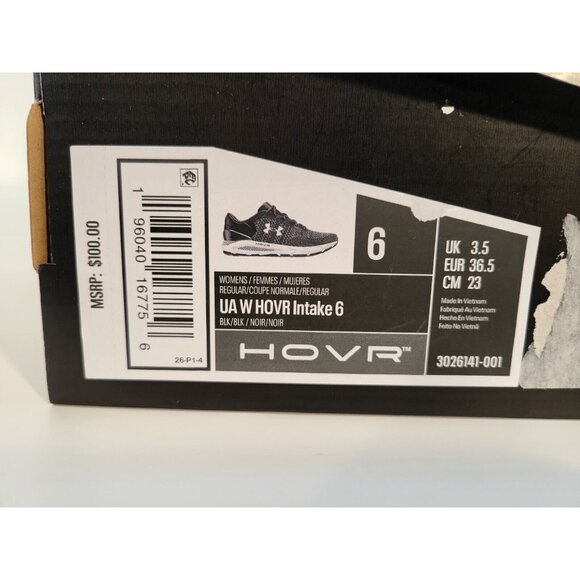 Under Armour HOVR Intake 6 Shoes Womens 6 Youth Girl 4.5Y Black Gray 3026141-001 - Picture 2 of 10